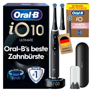 Oral-B iO Series 10 Elektrische Zahnbürste, Lade-Reiseetui, Cosmic Black mit 8 Aufsteckbürsten