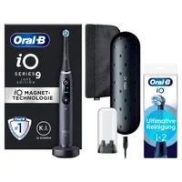 Oral-B iO Series 9 Luxe Edition Zahnbürste mit Ladestation, Reiseetui und Ersatzbürsten.