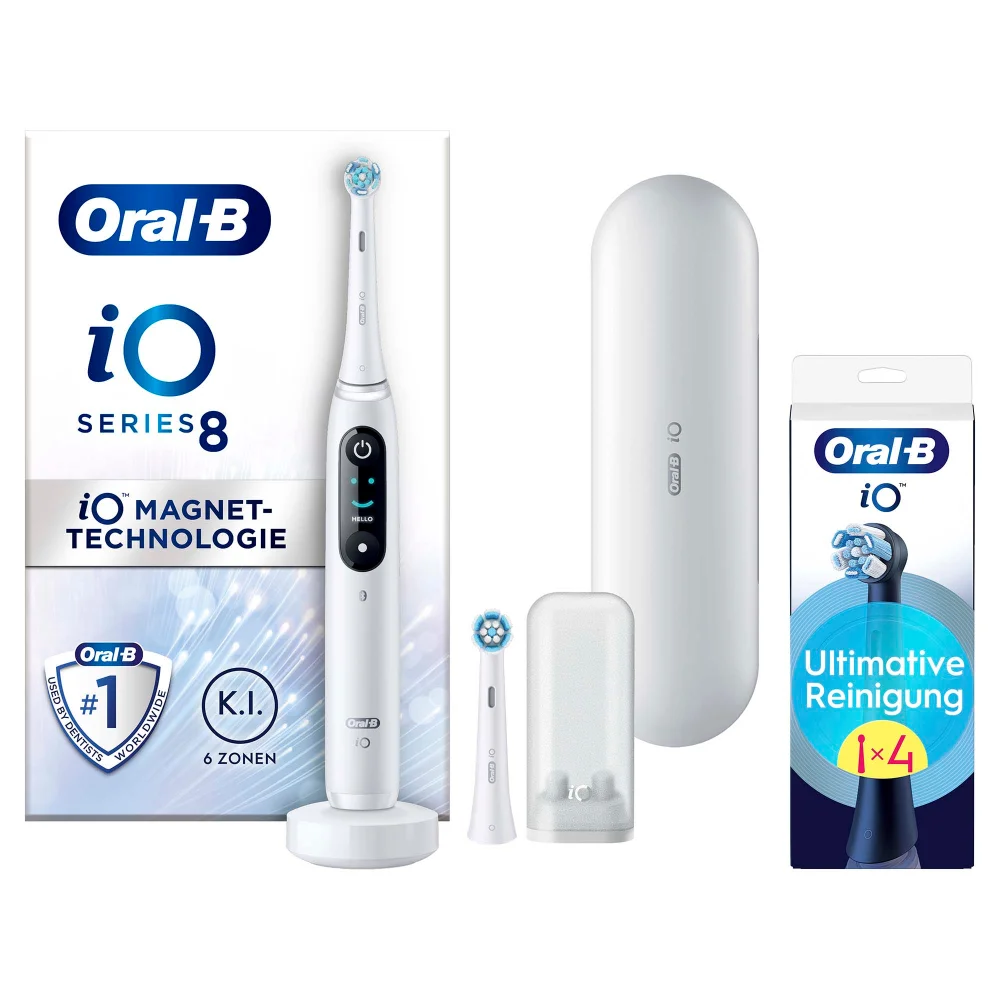 Oral-B iO Series 8N Elektrische Zahnbürste White Alabaster mit 4 Aufsteckbürsten Bild 1