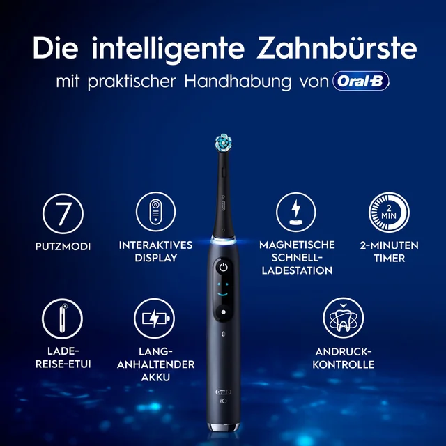 Oral-B iO Series 9 Elektrische Zahnbürste, Lade-Reiseetui, Black Onyx