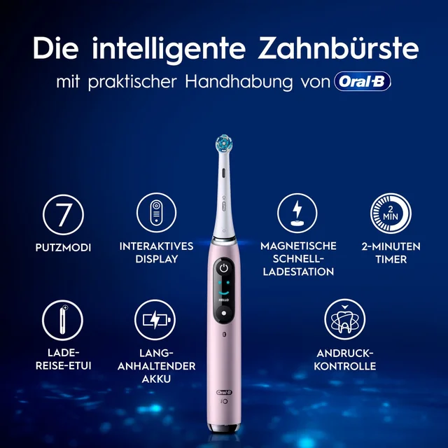Oral-B iO Series 9 Elektrische Zahnbürste, Lade-Reiseetui, Rose Quartz