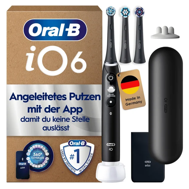 Oral-B iO Series 6 Plus Edition Elektrische Zahnbürste, Reise-Etui, Black Lava