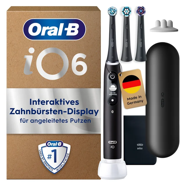 Oral-B iO Series 6 Plus Edition Elektrische Zahnbürste, Reise-Etui, Black Lava