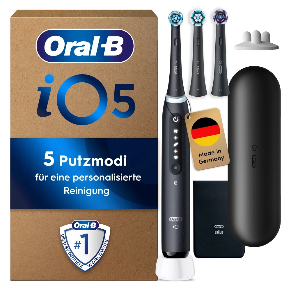 Oral-B iO Series 5 Plus Edition Elektrische Zahnbürste, Reise-Etui, Matt Black Bild 1