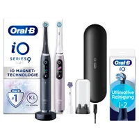 Oral-B iO Series 9 Duopack Elektrische Zahnbürste, Lade-Reiseetui, Black Onyx/Rose Quartz