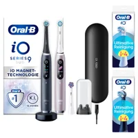 Oral-B iO Series 9 Duopack Elektrische Zahnbürste, Lade-Reiseetui, Black Onyx/Rose Quartz