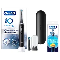 Oral-B iO Series 6 Zahnbürste mit KI, Ladeschale, Reiseetui & extra Bürstenköpfen.