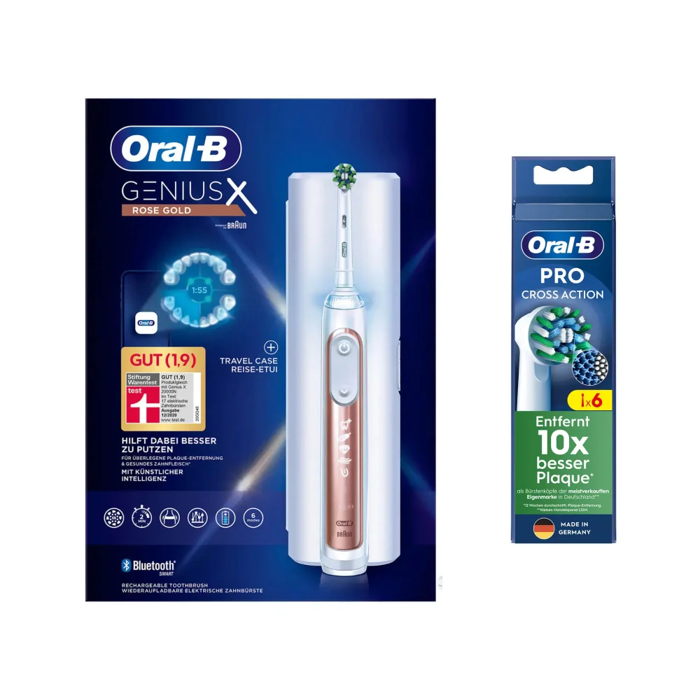 Oral B Genius X Electric Toothbrush - with Travel Case - Rosegold + 6 refills Bild 1