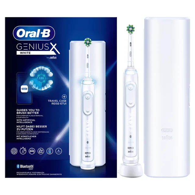 Oral-B Genius X Elektrische Zahnbürste, Reiseetui, weiß