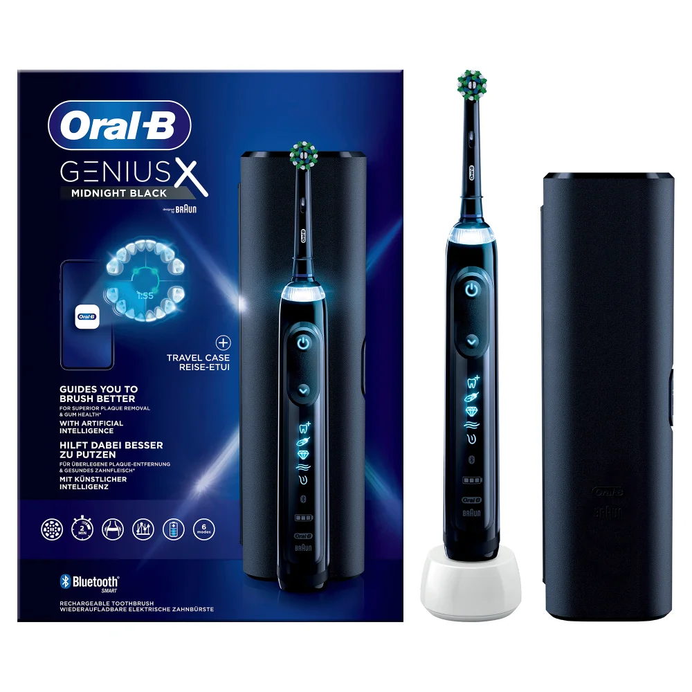 Oral-B Genius X Elektrische Zahnbürste, Reiseetui, schwarz Bild 1