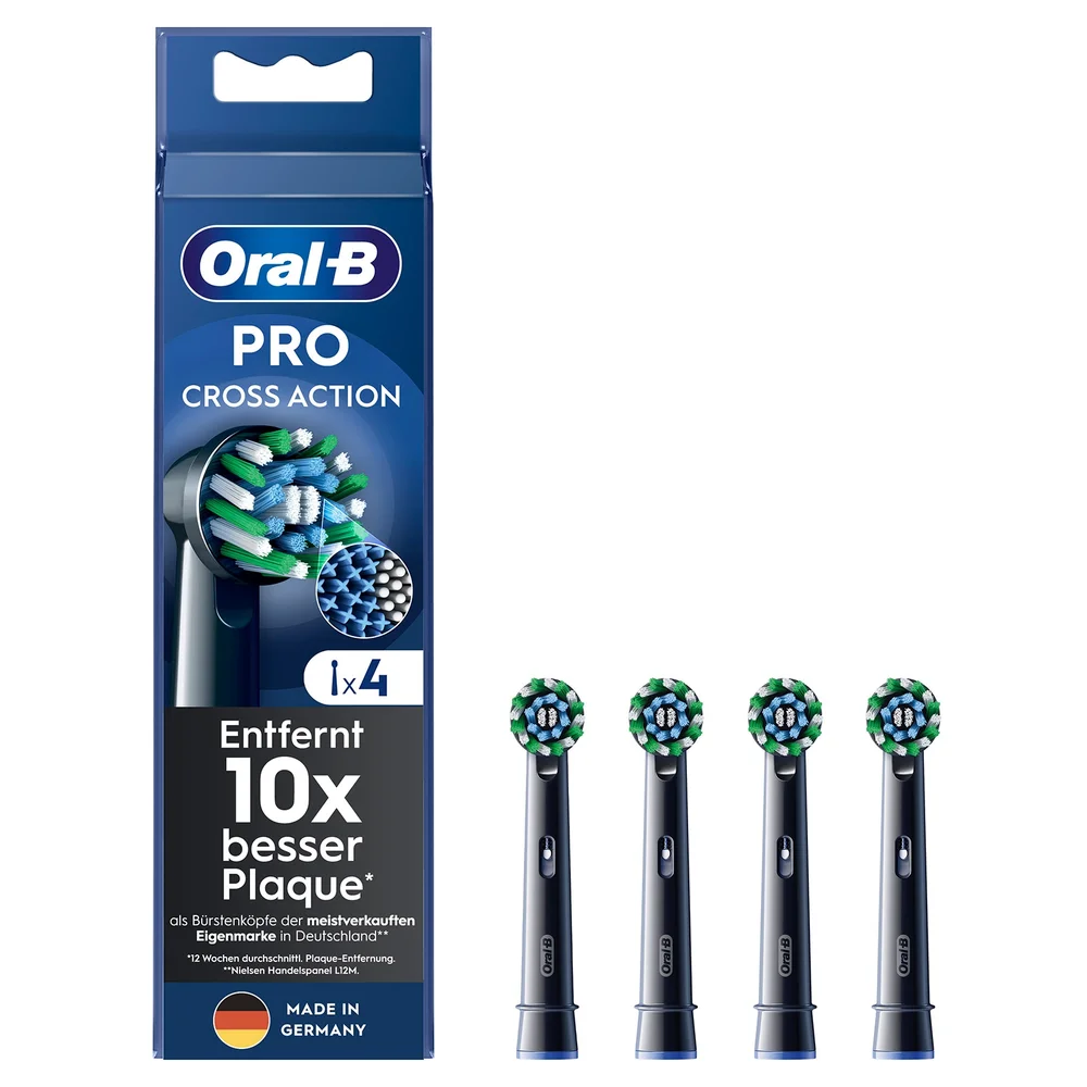 Oral-B Pro CrossAction Aufsteckbürsten für elektrische Zahnbürste, X-förmige Borsten, 4 Stück, schwarz Bild 1