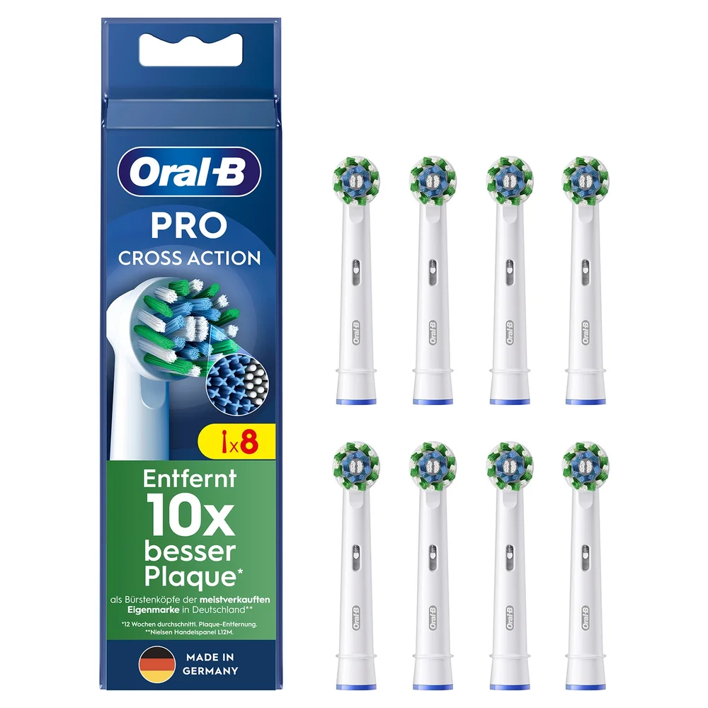 Oral-B Pro CrossAction Aufsteckbürsten für elektrische Zahnbürste, X-förmige Borsten, 8 Stück Bild 1