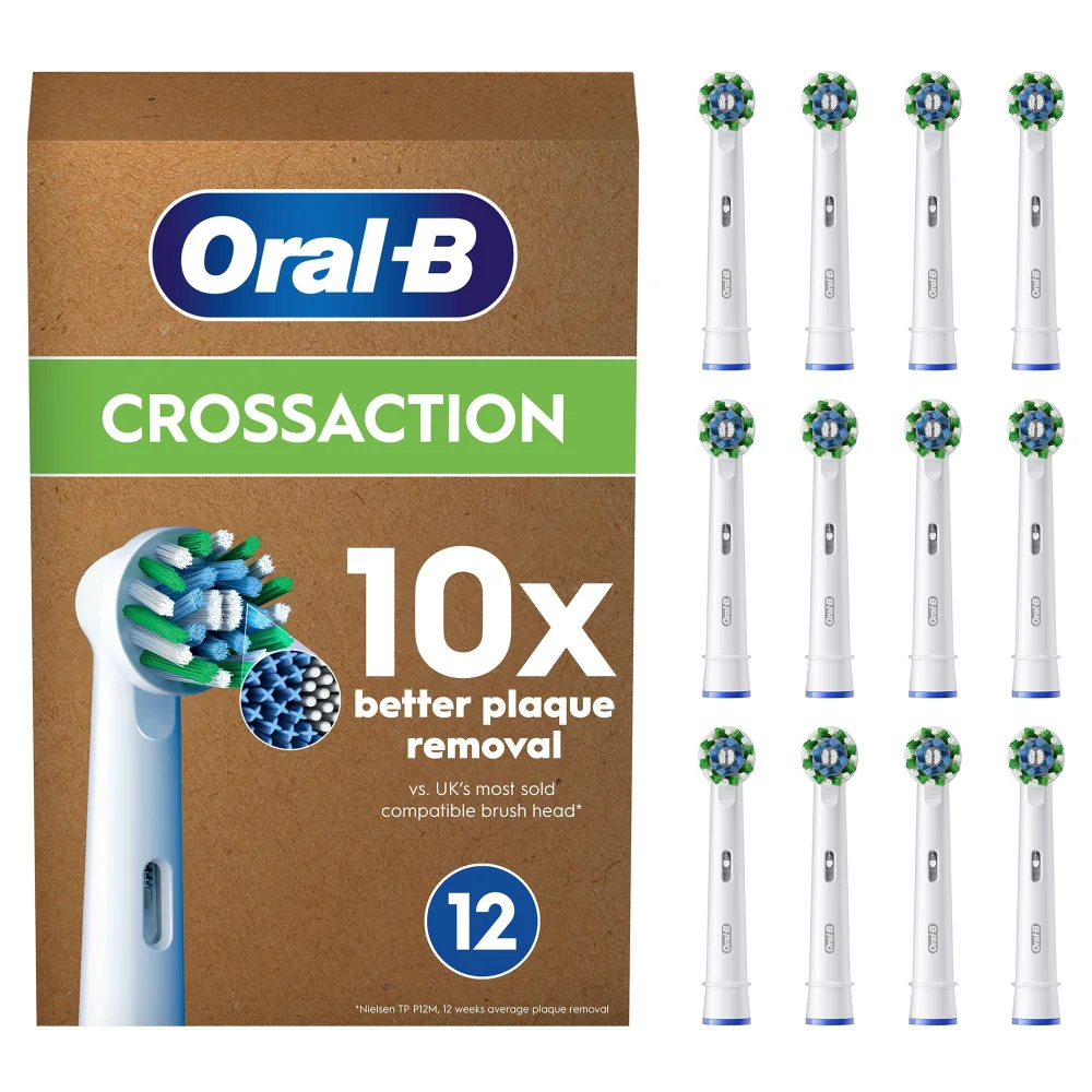 Oral-B Pro CrossAction Aufsteckbürsten für elektrische Zahnbürste, X-förmige Borsten, briefkastenfähige Verpackung, 12 Stück Bild 1