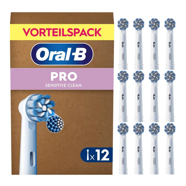 Oral-B Pro Sensitive Clean Aufsteckbürsten für elektrische Zahnbürste, X-förmige Borsten, briefkastenfähige Verpackung, 12 Stück