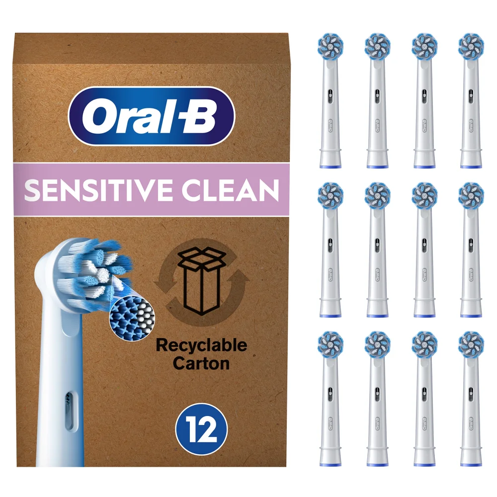 Oral-B Pro Sensitive Clean Aufsteckbürsten für elektrische Zahnbürste, X-förmige Borsten, briefkastenfähige Verpackung, 12 Stück Bild 1
