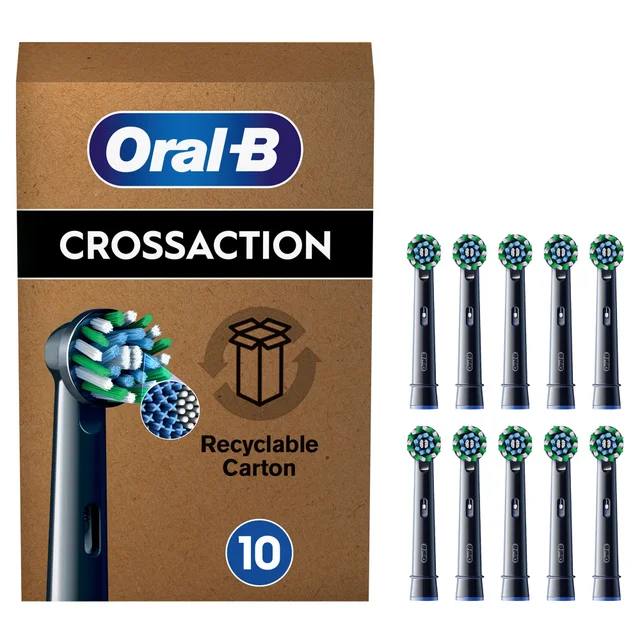 Oral B CrossAction Black Toothbrush Head, 10 pack