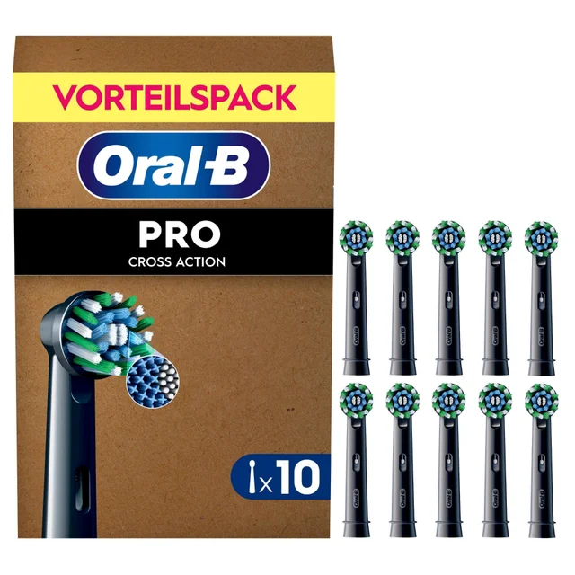 Oral B CrossAction Black Toothbrush Head, 10 pack