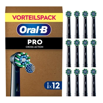 Oral-B Pro CrossAction Aufsteckbürsten für elektrische Zahnbürste, X-förmige Borsten, 12 Stück, schwarz