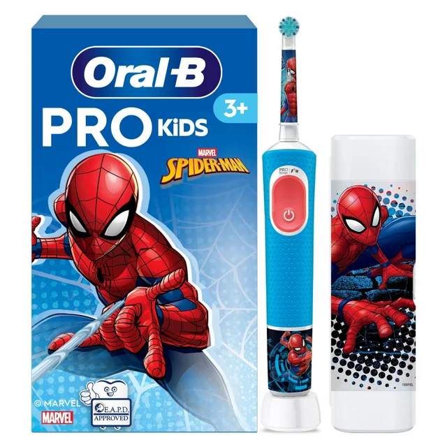 Oral-B Pro Kids 3+ Spiderman Elektrische Zahnbürste mit Reisetui