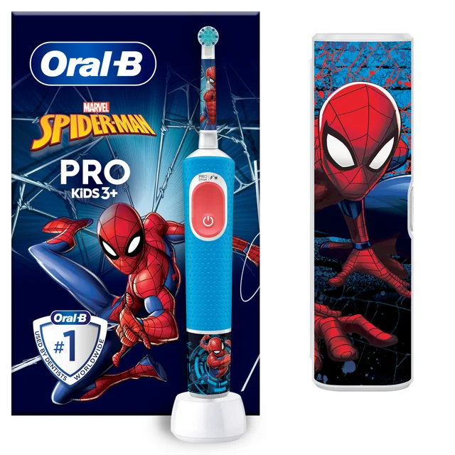 Oral-B Pro Kids 3+ Spiderman Elektrische Zahnbürste mit Reisetui