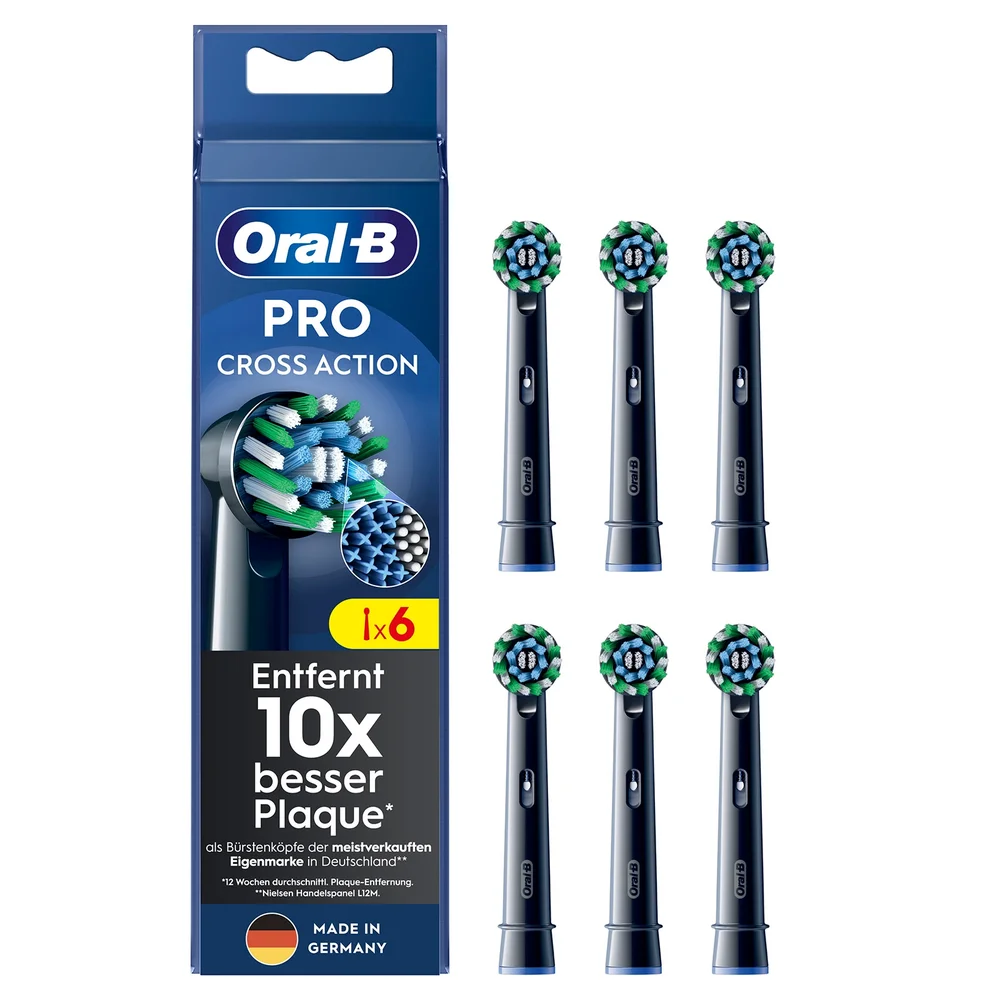 Oral-B Pro CrossAction Aufsteckbürsten für elektrische Zahnbürste, X-förmige Borsten, 6 Stück, schwarz Bild 1