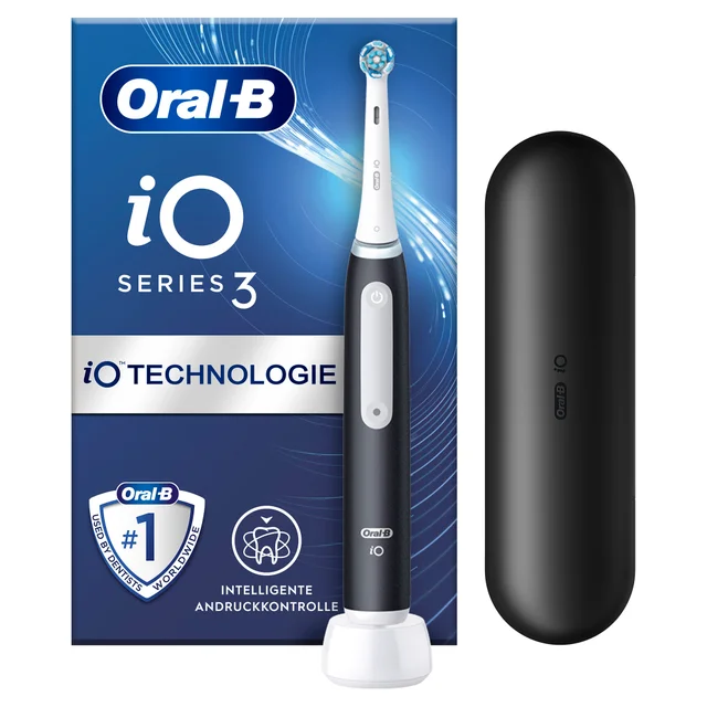 Oral-B iO Series 3 Elektrische Zahnbürste, Reiseetui, Matt Black
