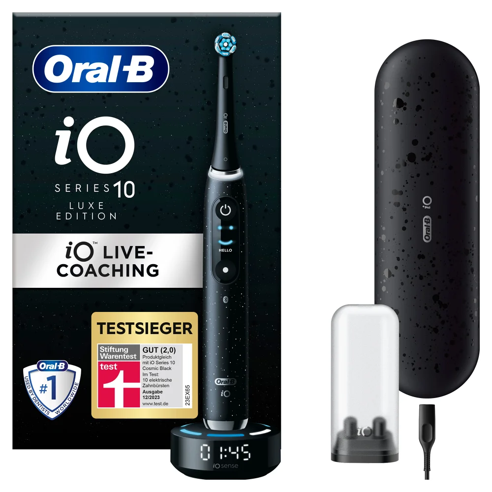 Oral-B iO Series 10 Elektrische Zahnbürste, Luxe Edition, Cosmic Black Bild 1