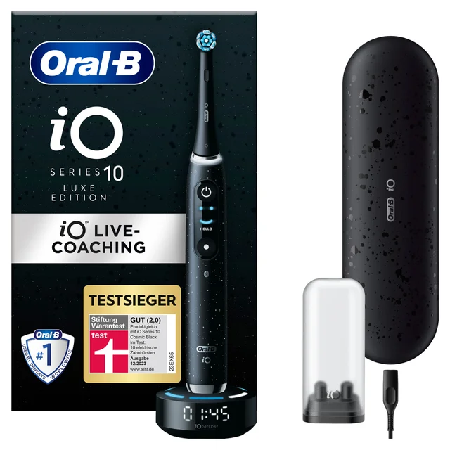 Oral-B iO Series 10 Elektrische Zahnbürste, Luxe Edition, Cosmic Black