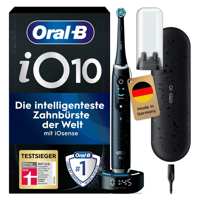 Oral-B iO Series 10 Elektrische Zahnbürste, Luxe Edition, Cosmic Black