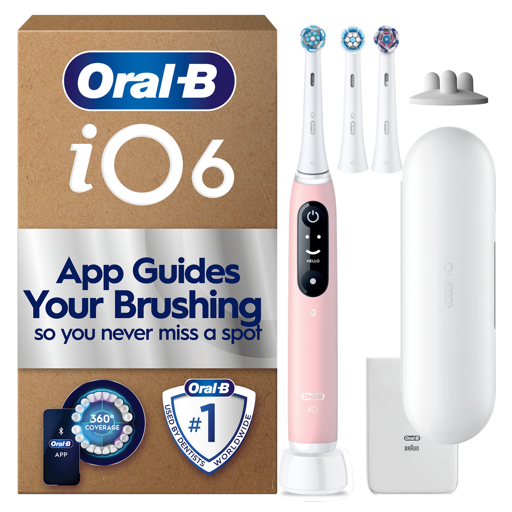 Oral B iO6 Pink Electric Toothbrush and Extra Pack of Toothbrush Head 2 Count Bild 1