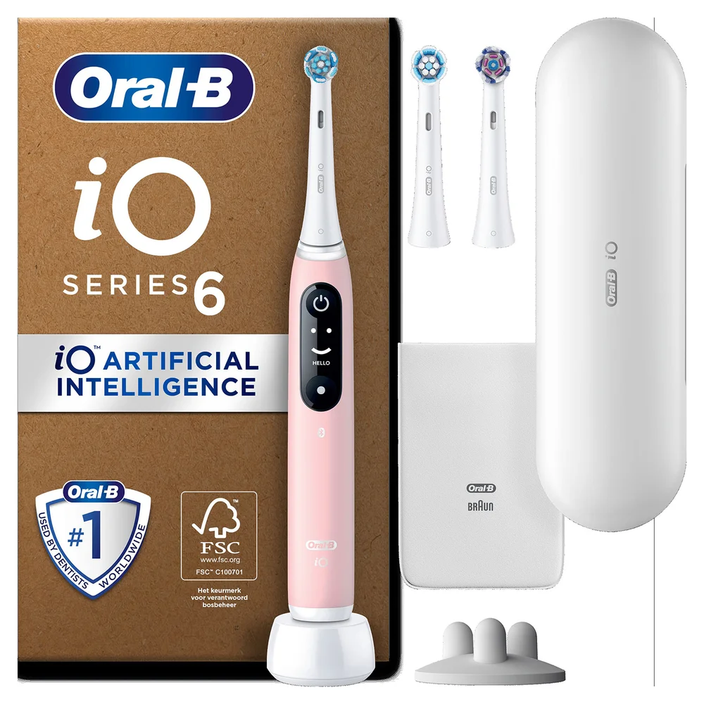 Oral B iO6 Pink Electric Toothbrush and Extra Pack of Toothbrush Head 2 Count Bild 1