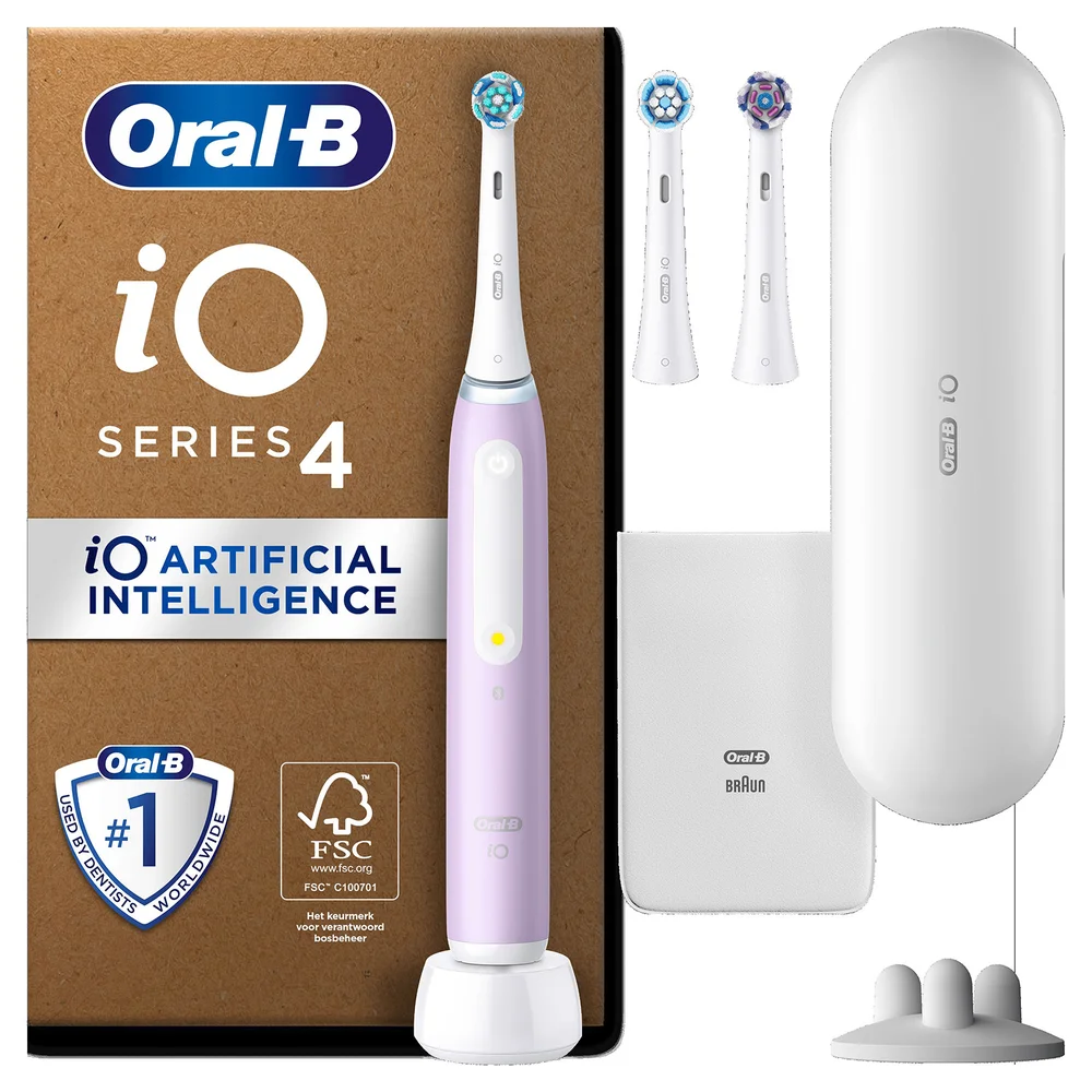 Oral B iO4 Lavender Electric Toothbrush and Extra Pack of Toothbrush Head 2 Count Bild 1