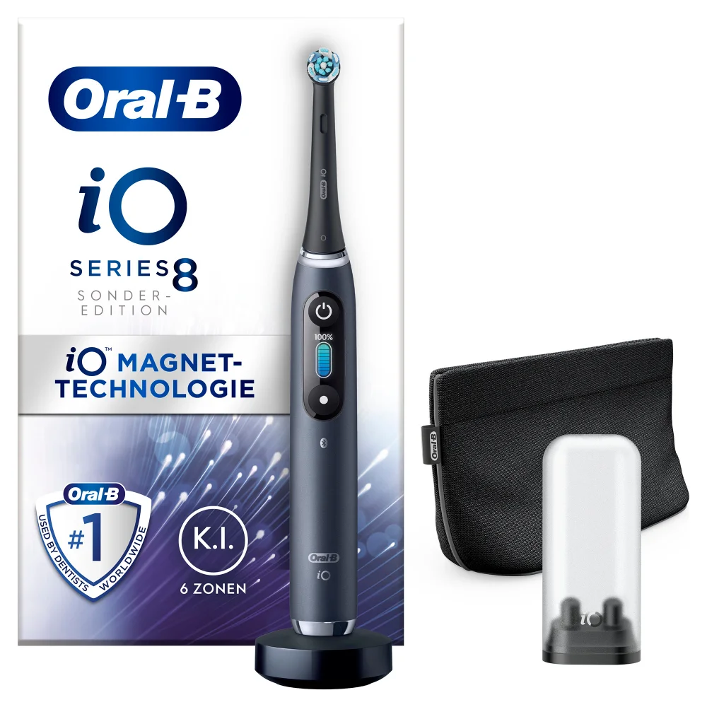Oral-B iO iO 8 Special Edition Elektrische Zahnbürste, Farbdisplay & Beauty-Tasche, black onyx Bild 1