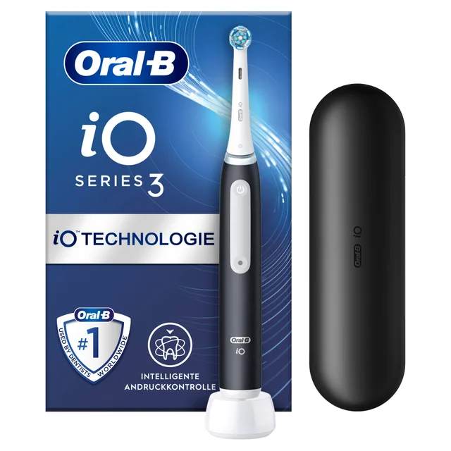 Oral-B iO Series 3 Elektrische Zahnbürste, Reiseetui, Matt Black