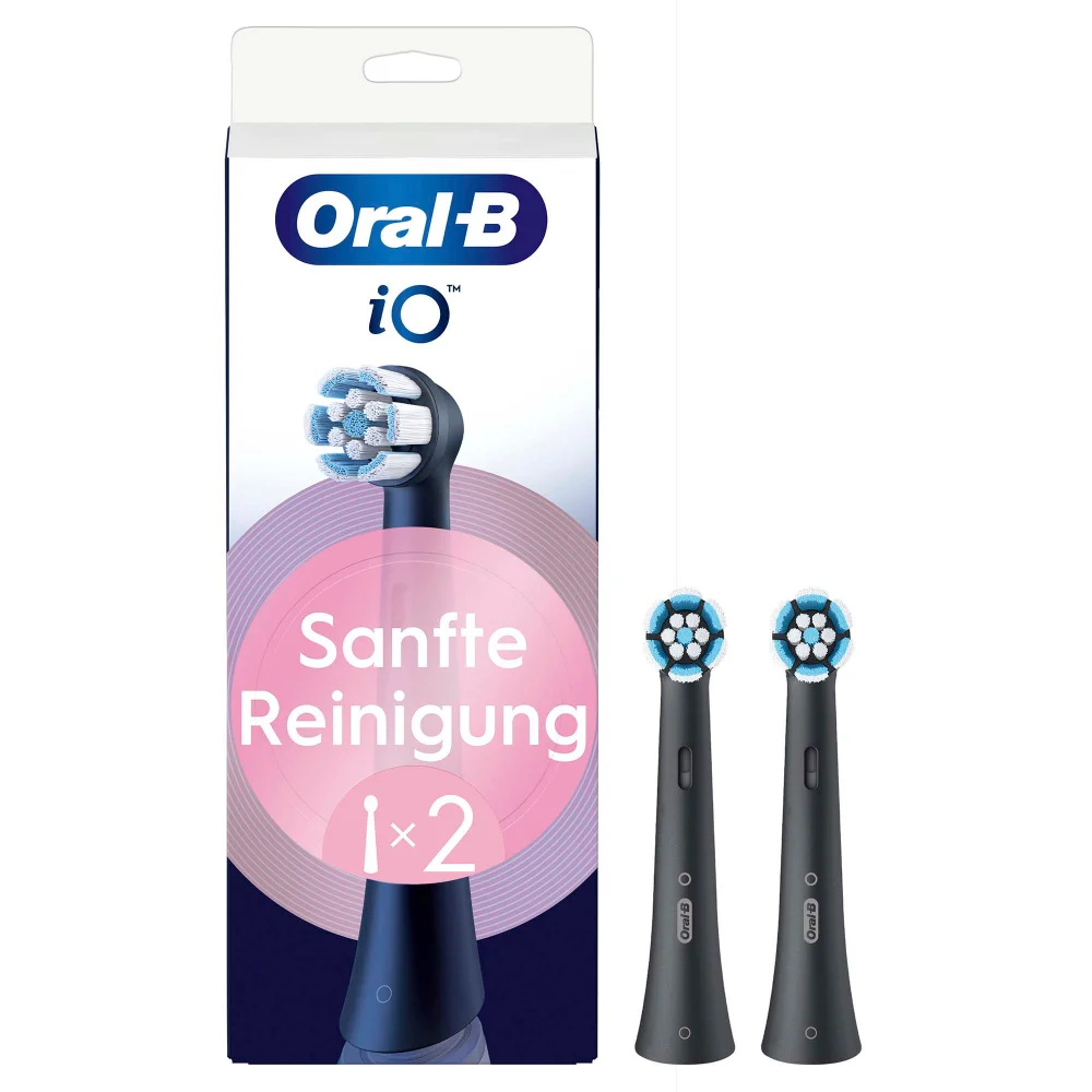 Oral-B iO Sanfte Reinigung Aufsteckbürsten, Schwarz, 2 Stück Bild 1
