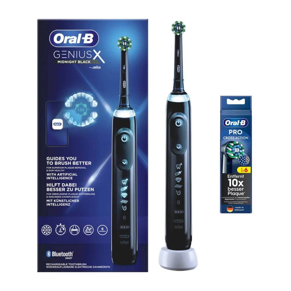 Oral-B Genius X Midnight Black Zahnbürste entfernt 10x besser Plaque.