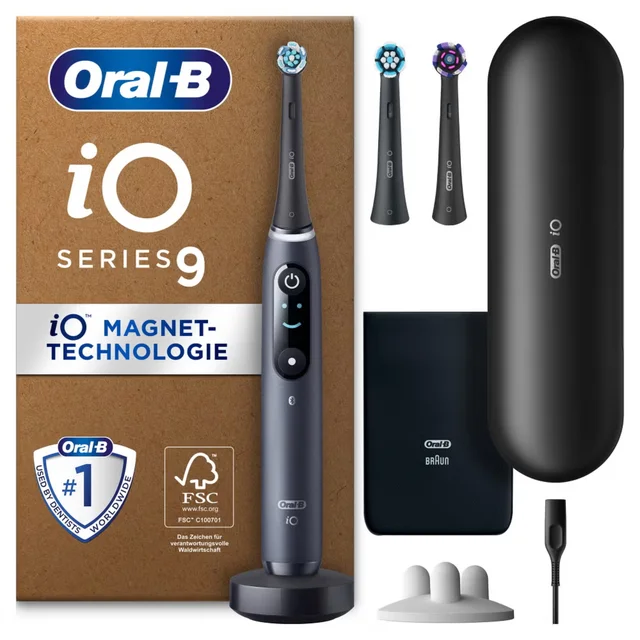Oral-B iO Series 9 Plus Edition, Lade-Reiseetui, recycelbare Verpackung
