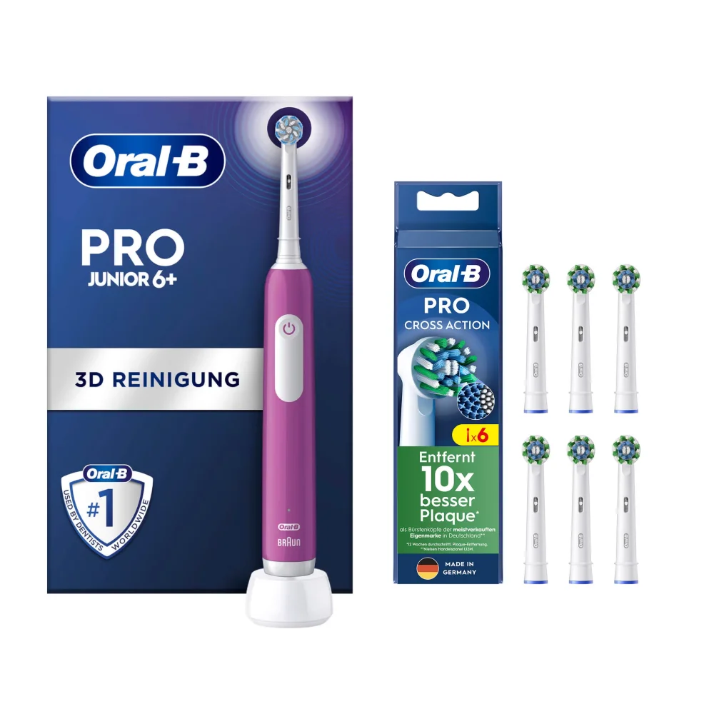 Oral-B Pro Junior Purple Electric Toothbrush + 6 Refills Bild 1
