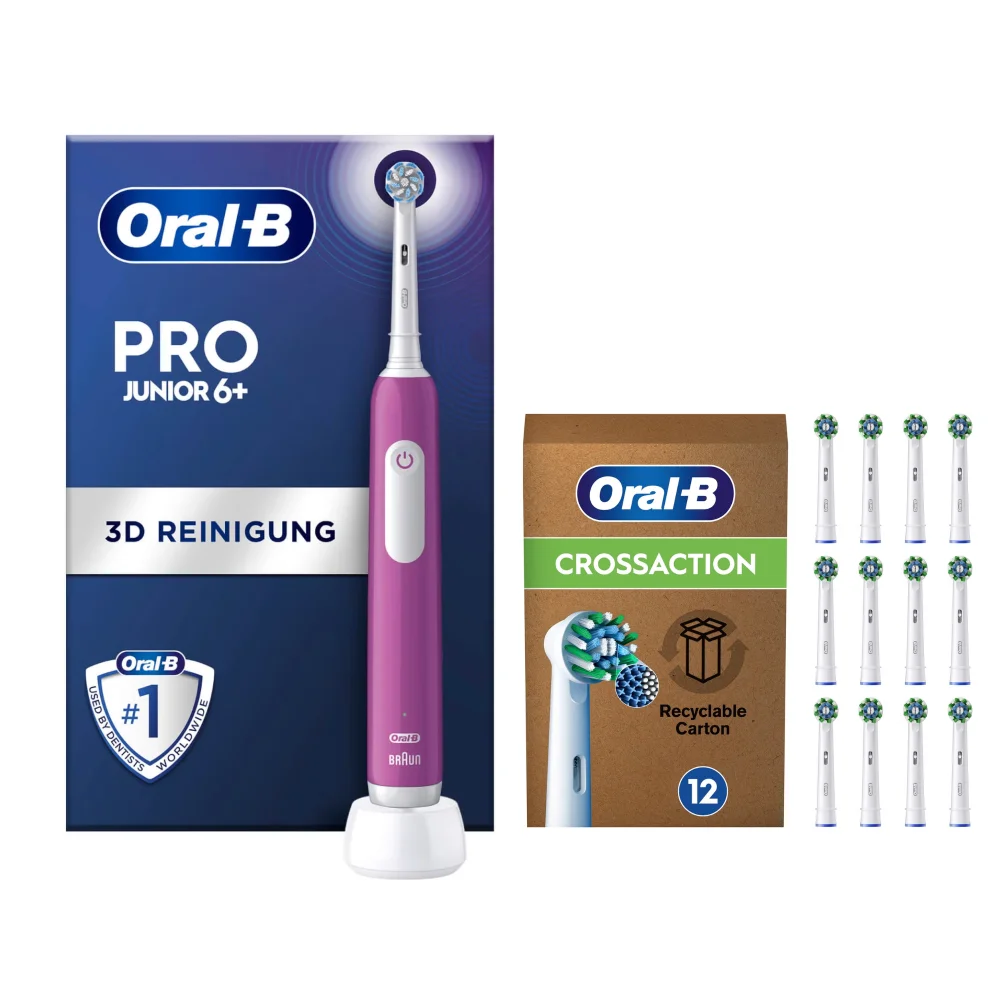 Oral-B Pro Junior Purple Electric Toothbrush + 12 Refills Bild 1