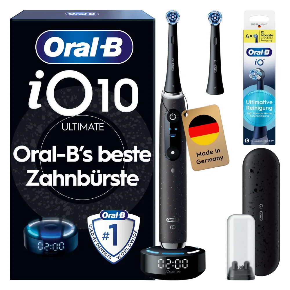 Oral-B iO Series 10 Elektrische Zahnbürste, Luxe Edition, Cosmic Black mit 4 Aufsteckbürsten Bild 1