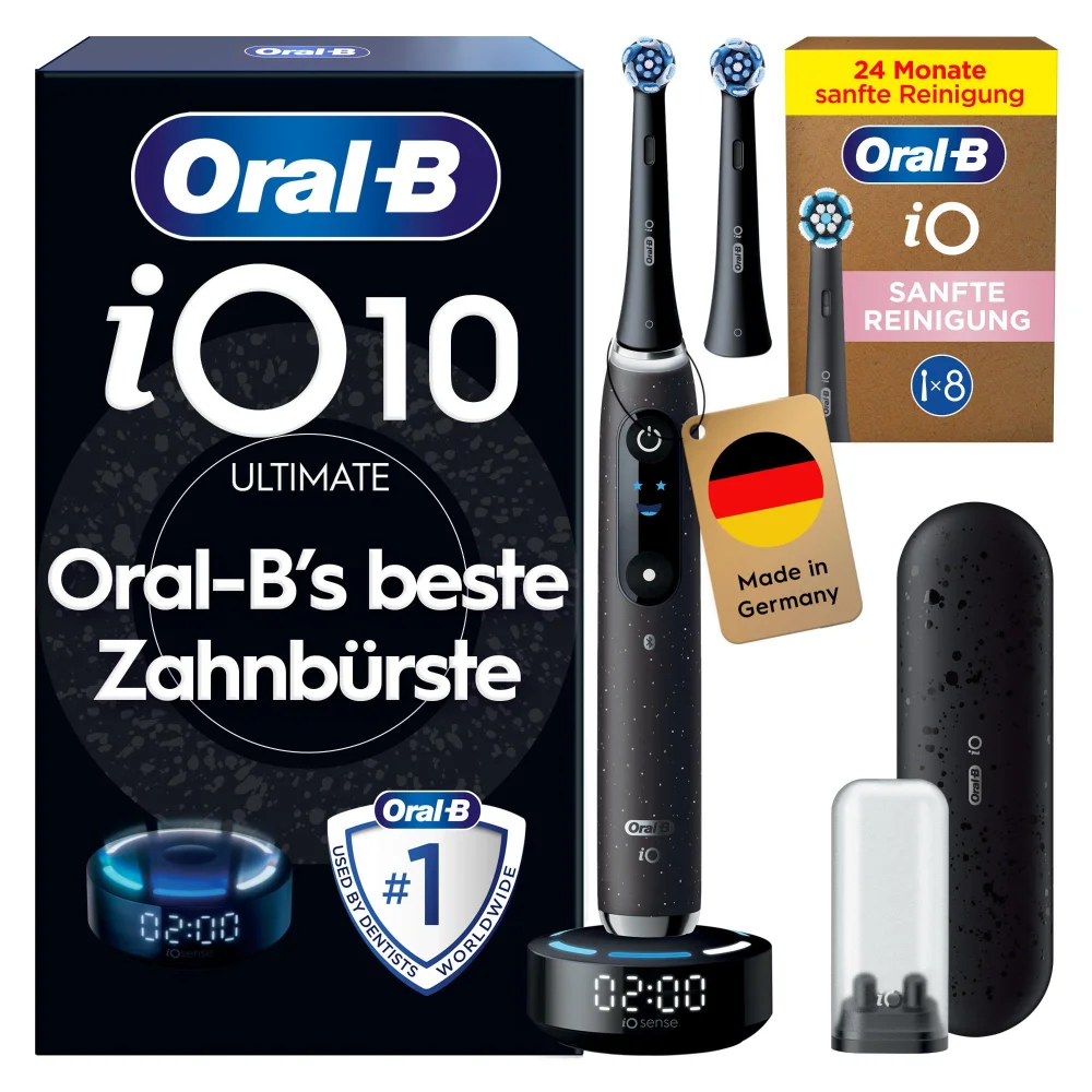 Oral-B iO Series 10 Elektrische Zahnbürste, Luxe Edition, Cosmic Black mit 8 Aufsteckbürsten Bild 1