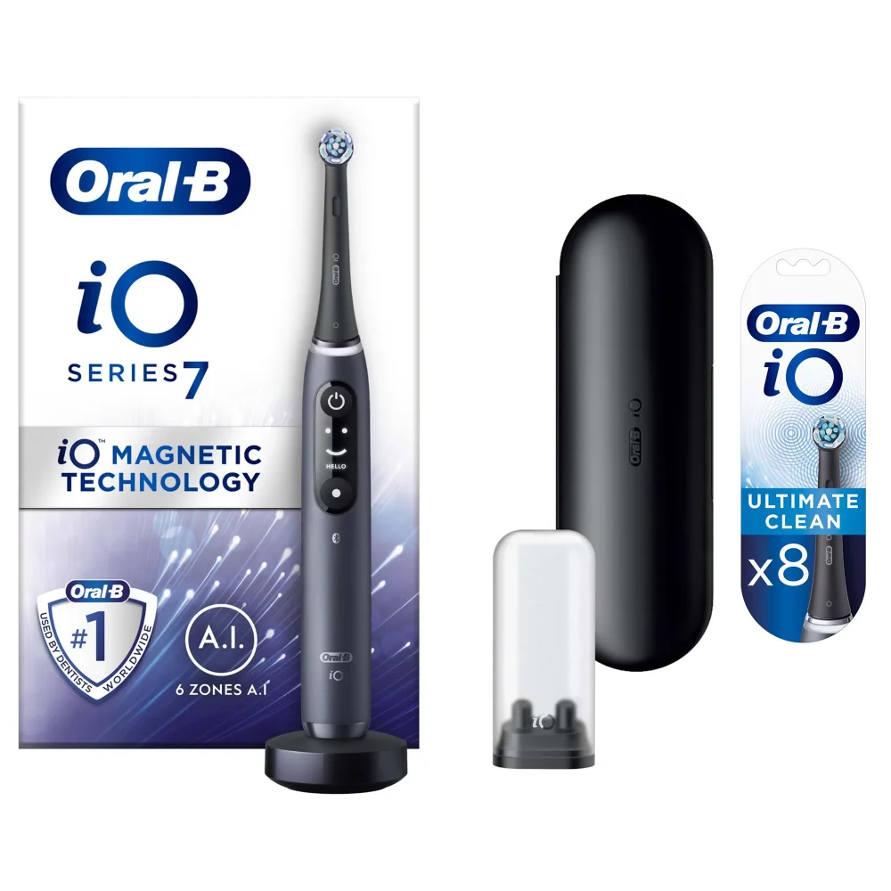 Oral-B iO7 Black Electric Toothbrush with Travel Case +8 Refills Bild 1