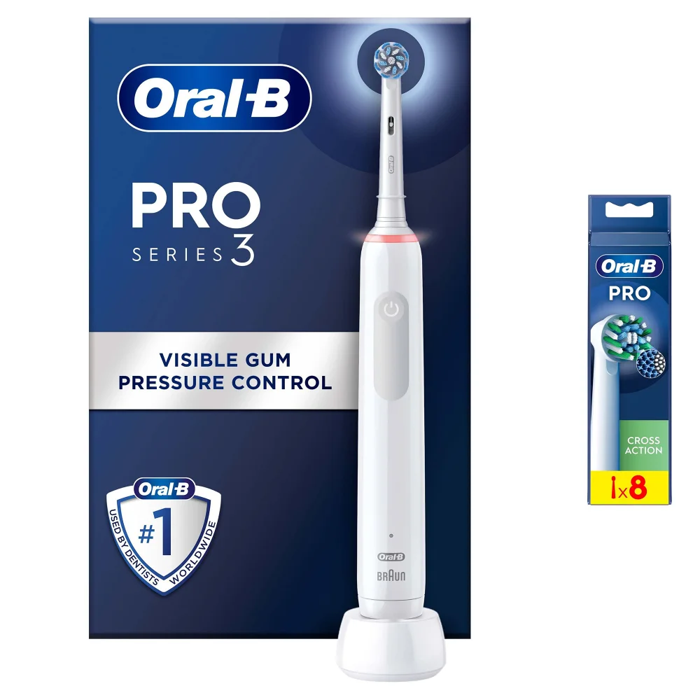 Oral B Pro 3000 Sensitive White Electric Toothbrush +8 Refills Bild 1