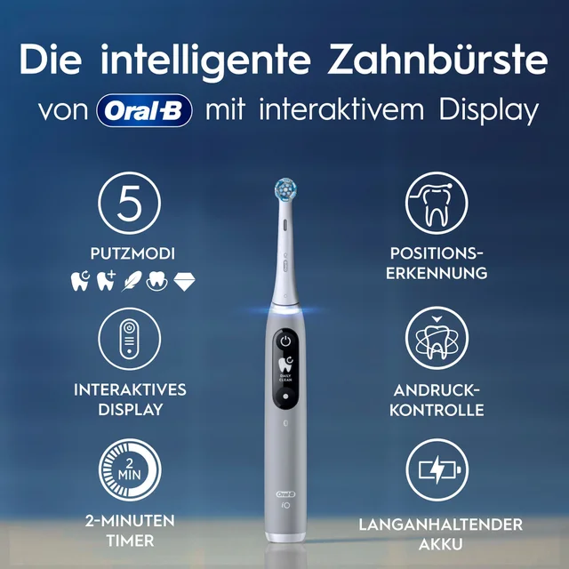 Oral-B iO Series 6 Plus Edition Elektrische Zahnbürste, Reise-Etui, Grey Opal
