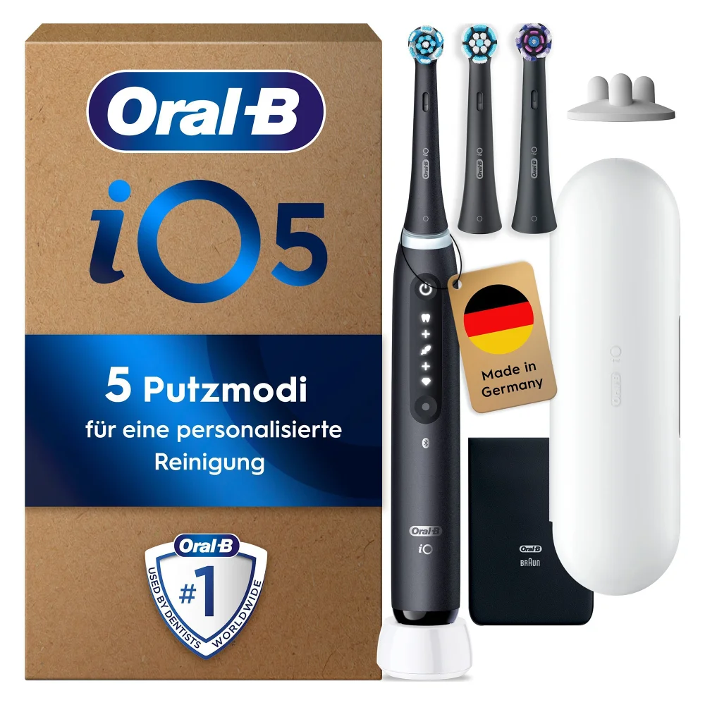 Oral-B iO Series 5 Plus Edition Elektrische Zahnbürste, Reise-Etui, Matt Black Bild 1