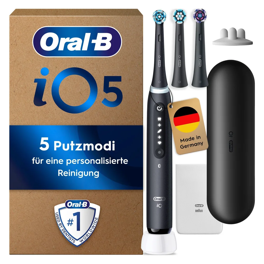Oral-B iO Series 5 Plus Edition Elektrische Zahnbürste, Reise-Etui, Matt Black Bild 1