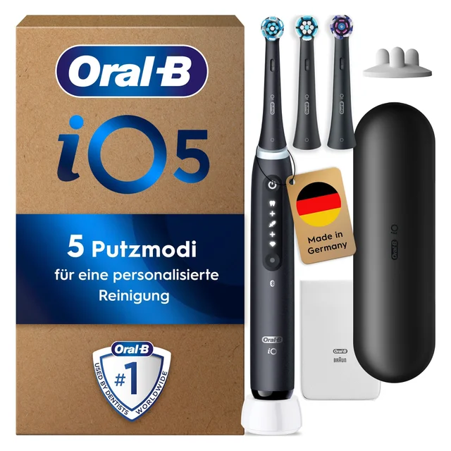 Oral-B iO Series 5 Plus Edition Elektrische Zahnbürste, Reise-Etui, Matt Black