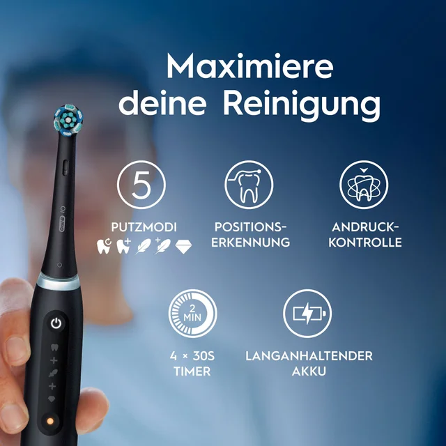 Oral-B iO Series 5 Plus Edition Elektrische Zahnbürste, Reise-Etui, Matt Black