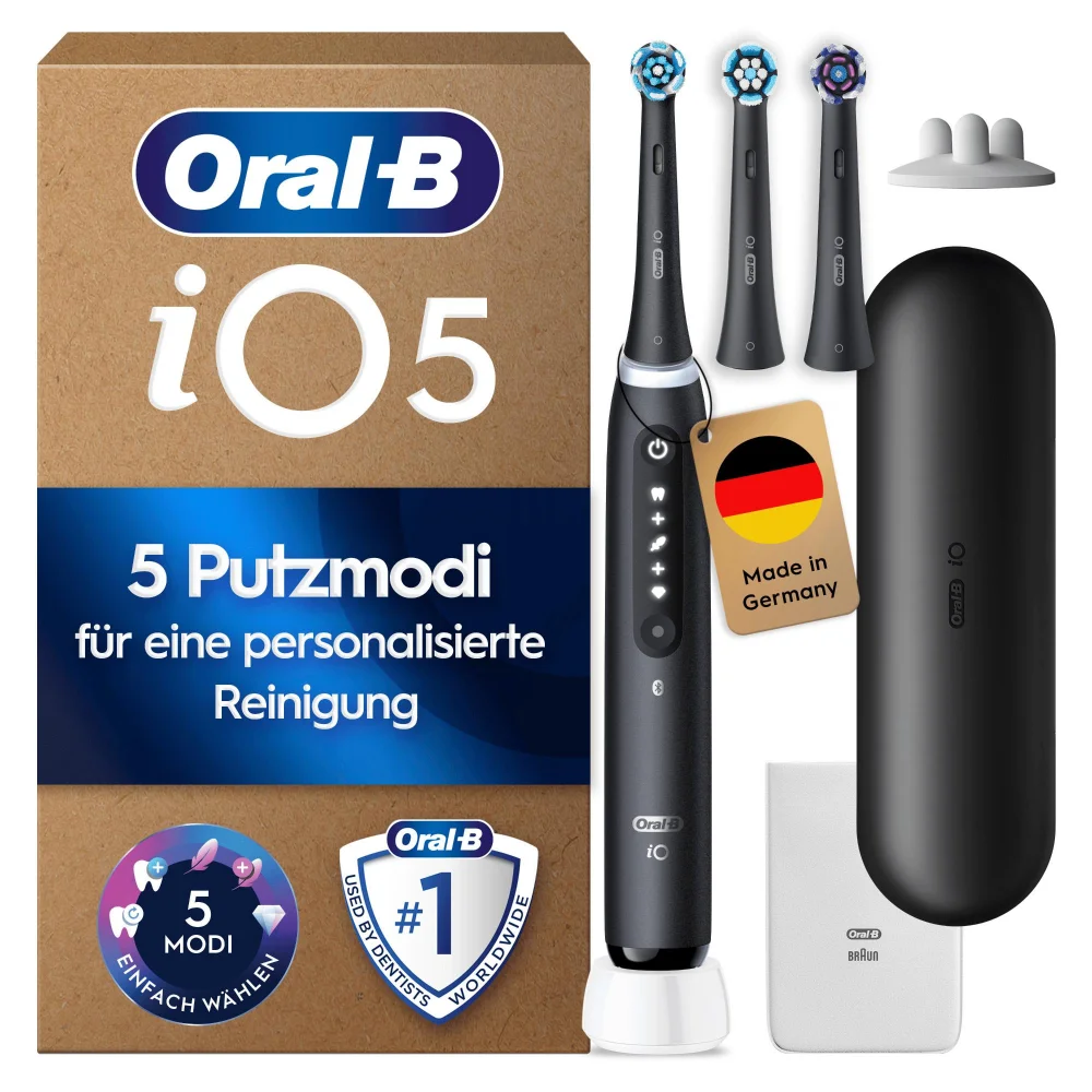 Oral-B iO Series 5 Plus Edition Elektrische Zahnbürste, Reise-Etui, Matt Black Bild 1