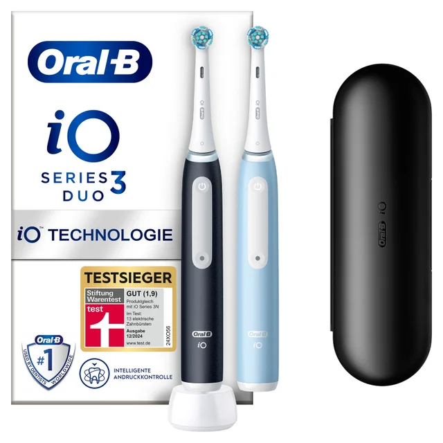 Oral-B iO 3 Elektrische Tandenborstels Zwart & Blauw Duoverpakking
